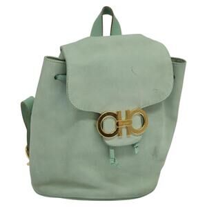 Salvatore Ferragamo Backpack Suede Peppermint Gold